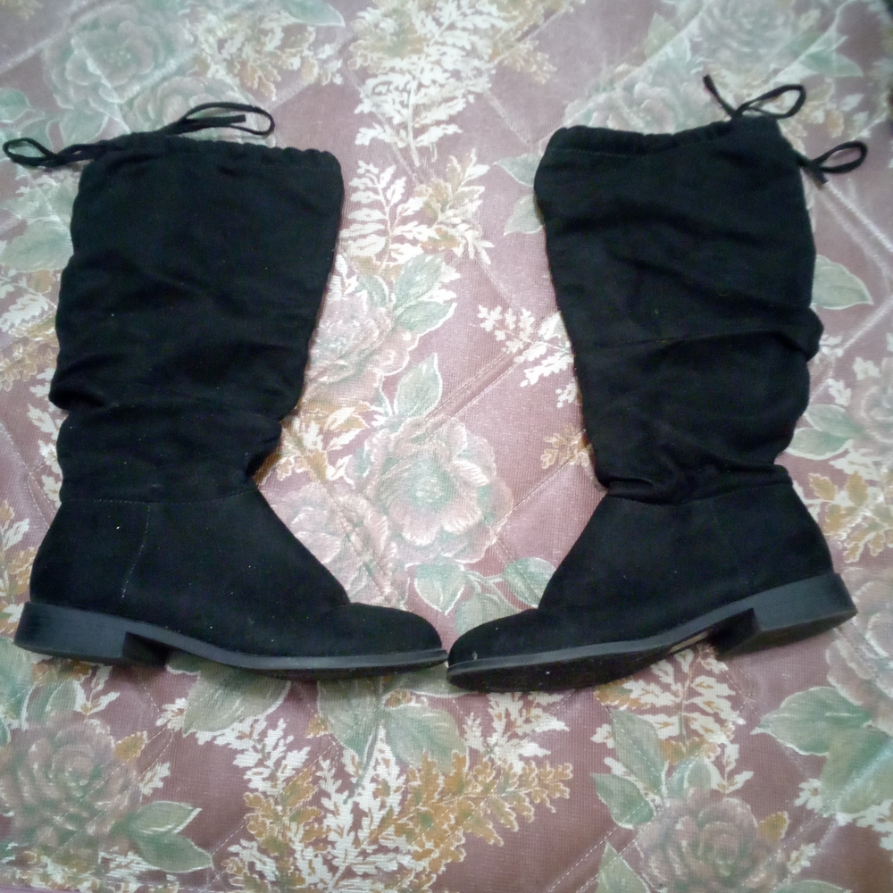 Black Suede Knee-High Boots